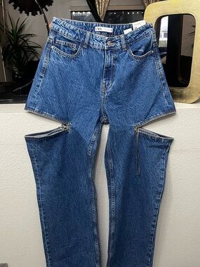 Zara Blue Convertible Straight-Leg Jeans